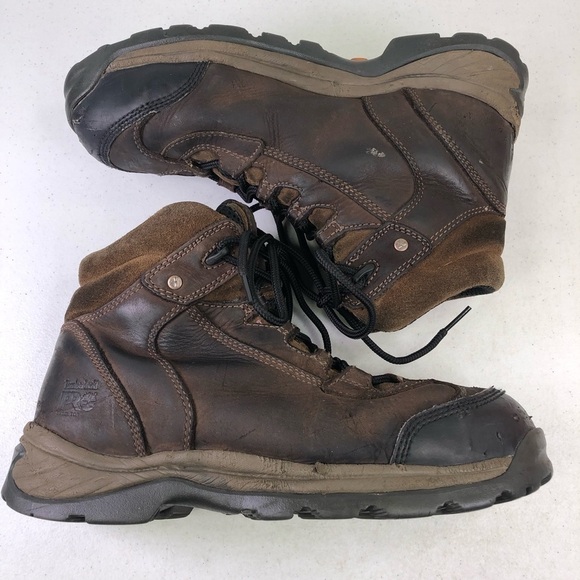 Timberland Brown Leather Steel Toe Lace Up Boots Size 9.5 - Picture 2 of 8